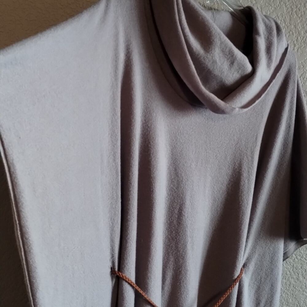 Flamingo Urban NEW Braided Fringe Belt Tan Cowl Neck Oversize Knit Poncho/Top L - Picture 4 of 11